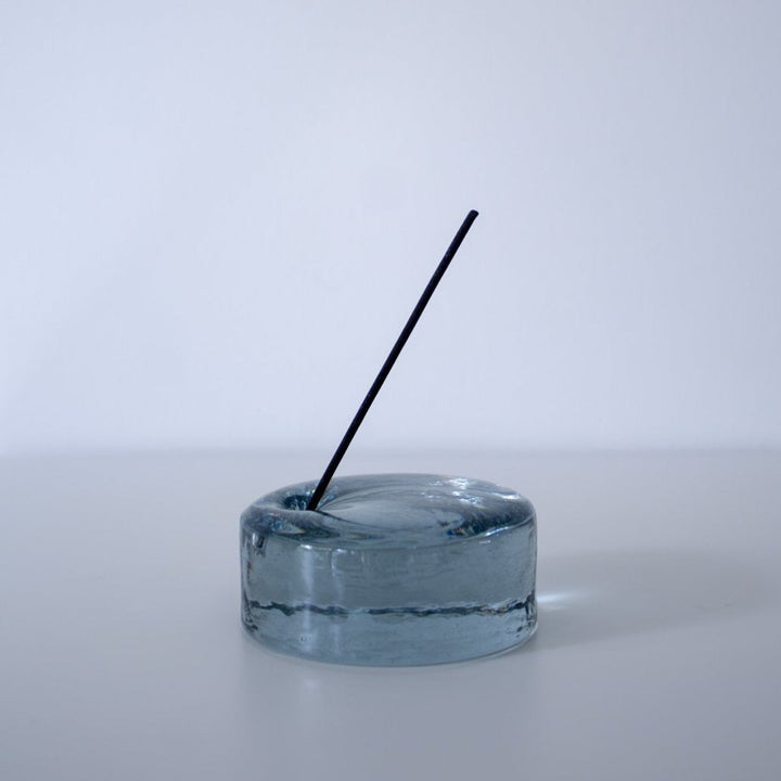 Glass Incense Stand 75φ Blue Grey