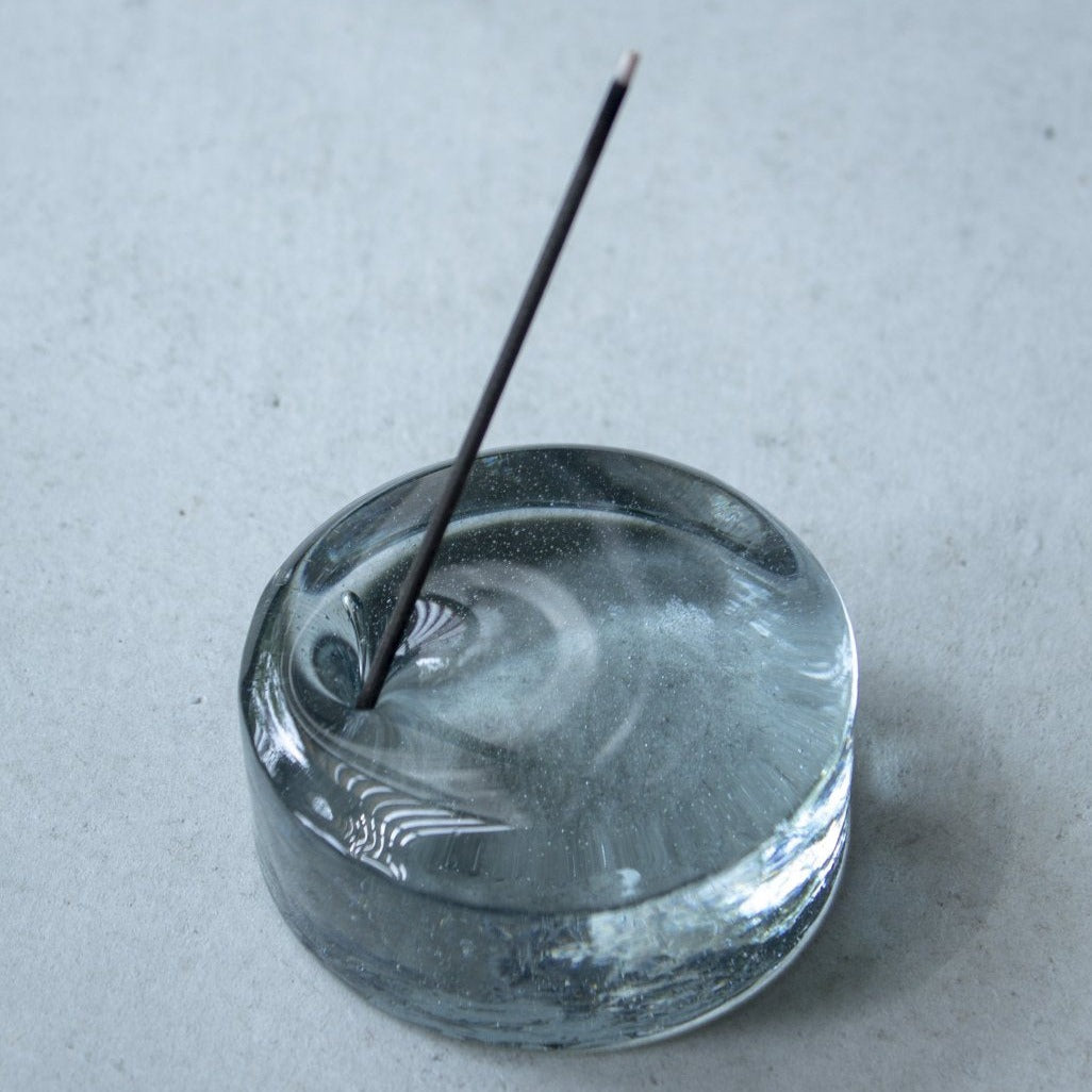 Glass Incense Stand 75φ Blue Grey
